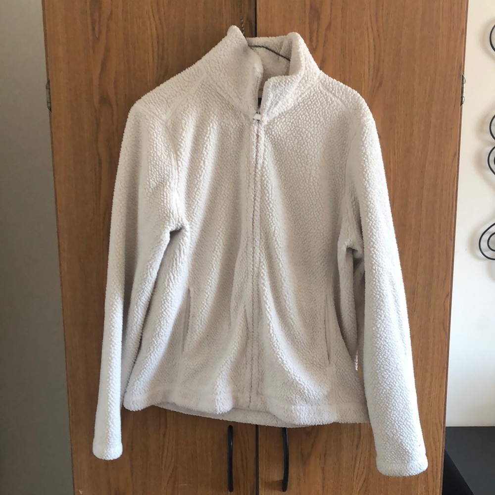 Tommy Hilfiger Cream Teddy Jacket with Stand-Up Collar